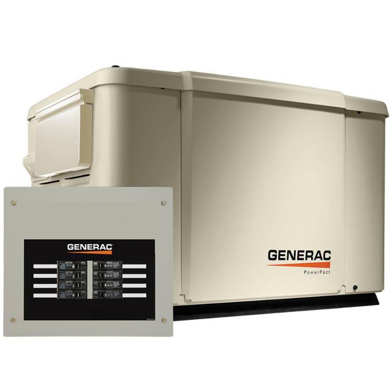 lot 1 image: Generac 7,500-Watt Air Cooled Standby Generator with 8 Circuit 50 Amp Automatic Transfer Switch, 6998 - New in Box