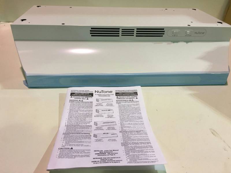 lot 97 image: NuTone RL6200 Series 30 in. Non-Vented, Duct Free Range Hood in White, RL6230WH - New in Box