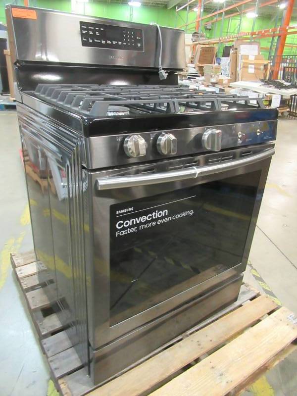 lot 58 image: Samsung 5-Burner Freestanding 5.8-cu ft Self-cleaning Convection Gas Range, Black Stainless, 30 NX58J5600SG