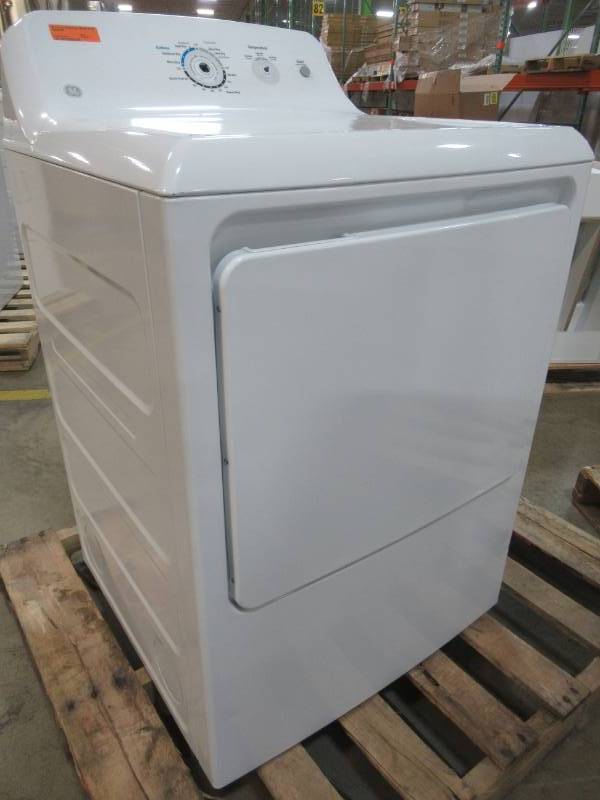 GE 7.2-cu ft Reversible Side Swing Door Gas Dryer (White) in the