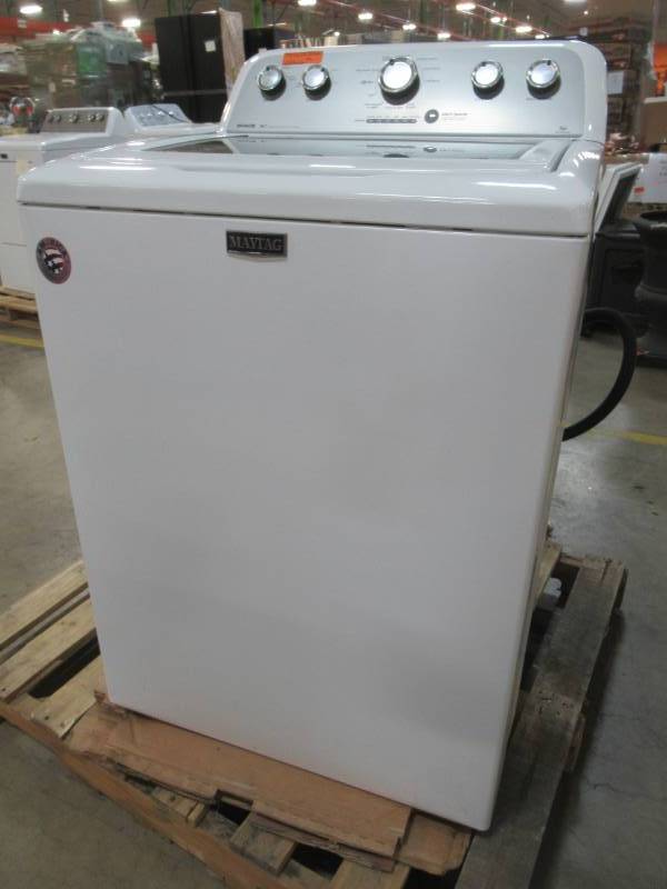 lot 50 image: Maytag 4.3-cu ft High Efficiency Top-Load Washer (White) MVWX655DW - Slightly Used.