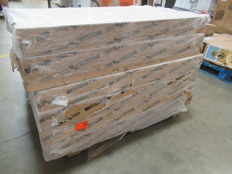 lot 62 image: Usg FissuredTM Ceiling Panels, Mineral Fiber, White, 48 X 24 (6 Cases) 8 PcsCase - Coverage 64 Sq Ft.