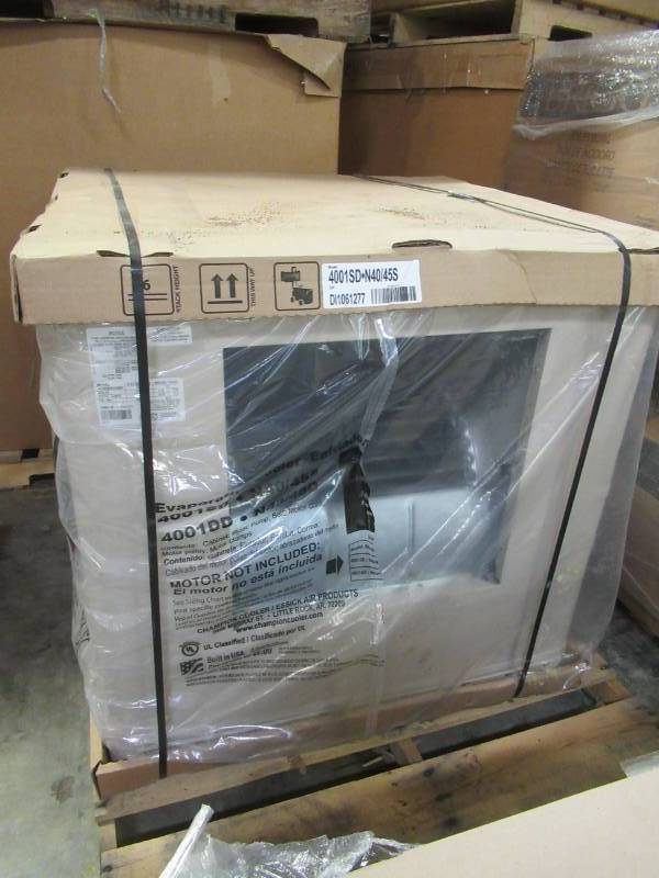 lot 133 image: Champion Cooler 4600 CFM Side-Draft WallRoof Evaporative Cooler for 1700 sq. ft. (Motor Not Included), 4001SD - New in Box