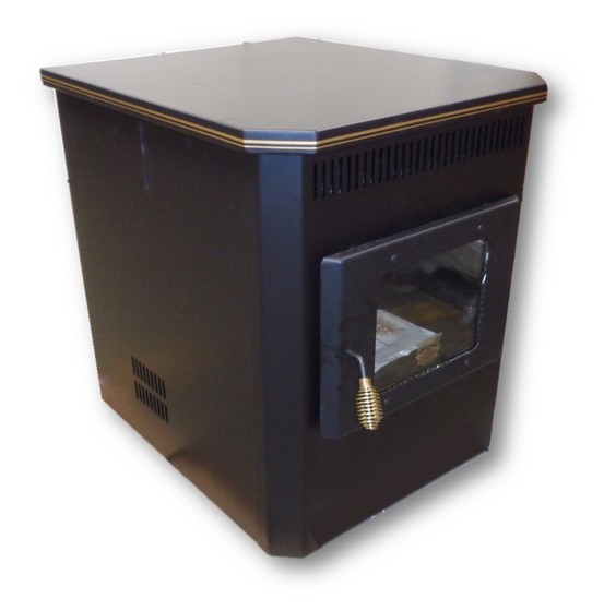 lot 18 image: AMAIZABLAZE CORN STOVE - MODEL 2100 - ADJUSTABLE BTU 8,000 - 30,000 BTUS - DIRECT VENT WITH HORIZONTAL CAP - New in Box