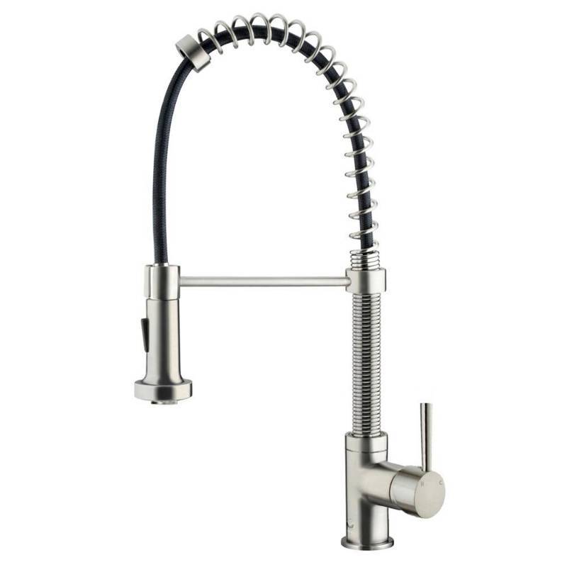 lot 205 image: Vigo Single-Handle Pull-Out Sprayer Kitchen Faucet in Stainless Steel, VG02001ST - New in Box