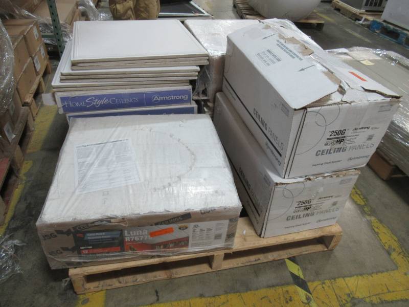 lot 156 image: Pallet of Miscellaneous 24 X 24 and 12 X 12 Ceiling Tiles