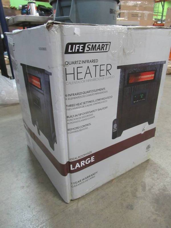 lot 165 image: Lifesmart 1500-Watt 6 Element Wood Infrared Portable Heater, HT1125 - Missing Remote