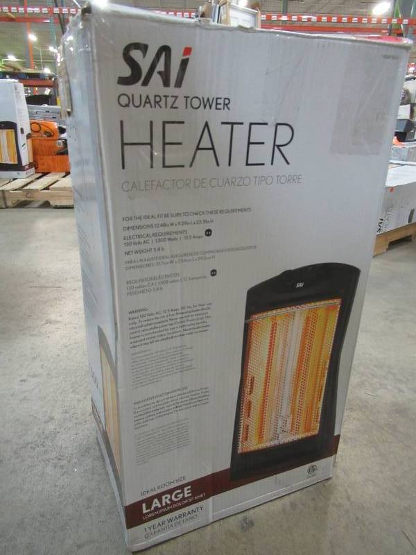 lot 168 image: Sai 1500-Watt Quartz Tower Heater, Black, DF1511-A.