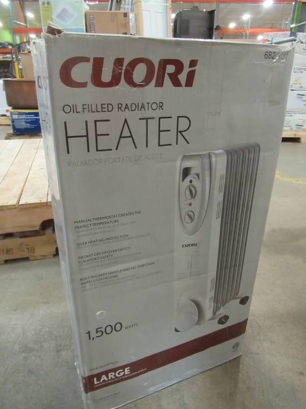lot 173 image: Cuori 1500-Watt Electric Oil-Filled Radiant Portable Heater- Grey, HD904-A7Q - Missing Casters
