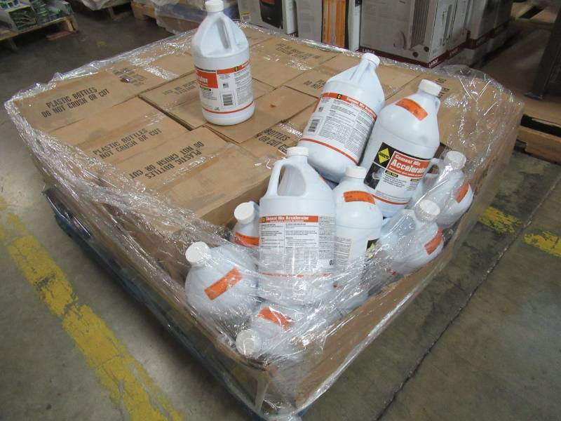 lot 176 image: Pallet of SAKRETE 1 Gal. Cement Mix Accelerator 65055001 Approximately 50 bottles