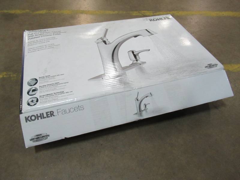 lot 204 image: KOHLER Maxton Vibrant stainless 1-Handle Pull-out Kitchen Faucet R30124-SD-VS - Missing Deck Plate