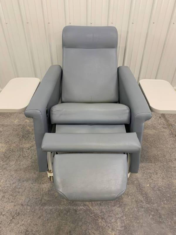 Blue Mobile Medical Grade Recliner Chair With Side Tables Light