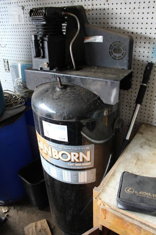 lot 8 image: Sanborn Cast Iron Series 60-Gallon 135 PSI Air Compressor