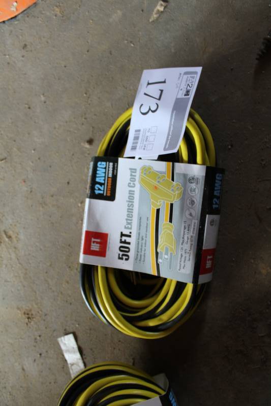 lot 173 image: HFT 50ft. 12AWG OutdoorIndoor Extension Cord