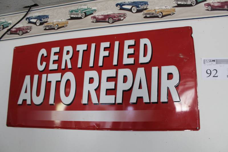 lot 92 image: Lot of (2) Certified Auto Repair Metal Signs