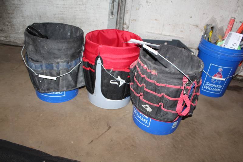 lot 314 image: Plastic Tool Buckets with Tool Holders