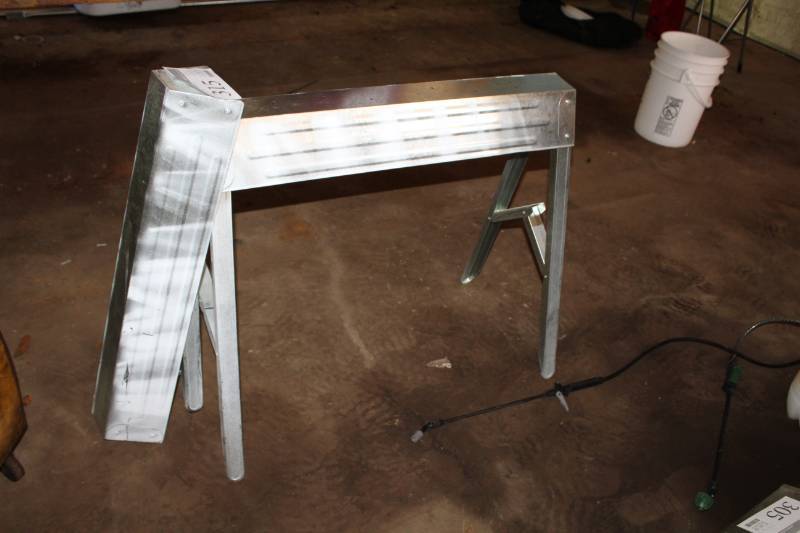 lot 315 image: Lot of (2) Metal Folding Sawhorses