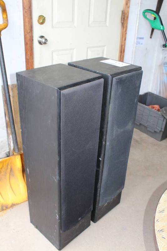 lot 222 image: Lot of (2) MTS 3-Way Bass Reflex Floor Standing Stereo Speakers