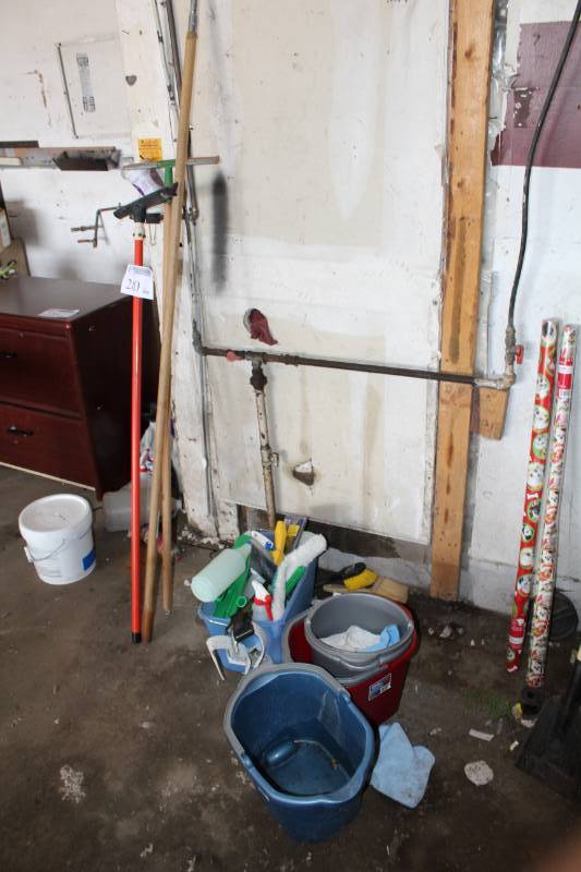lot 280 image: Plastic Buckets, Spray Bottles, Misc. Cleaning Supplies