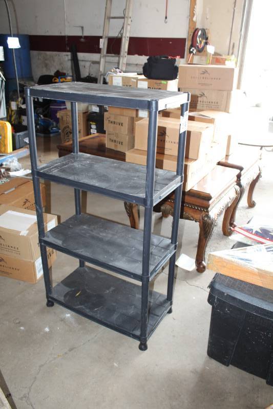 lot 244 image: Plastic Storage Rack with 4-Shelves