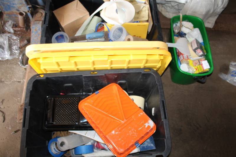 lot 287 image: Paint Supplies - Trays, Tape, Paper Towels, Cups, And More