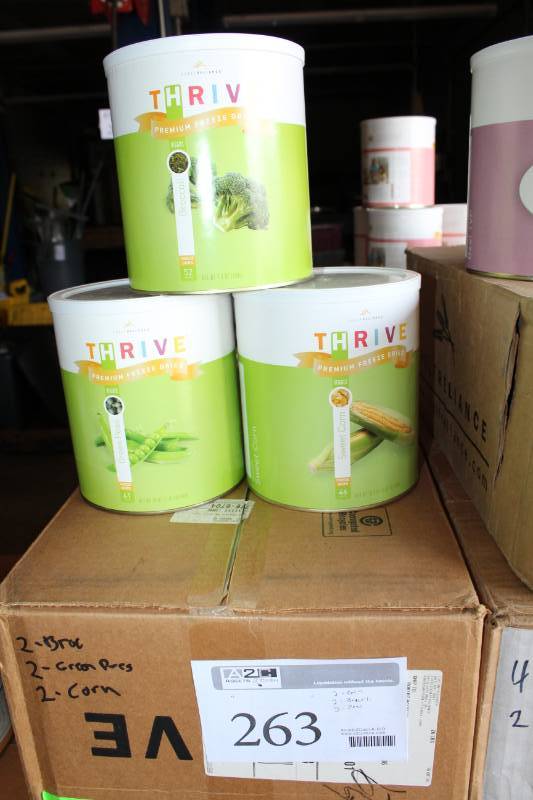 lot 263 image: Thrive Survivalist Food - Sweet Corn, Broccoli, Sweet Peas