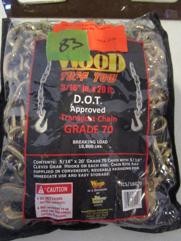 lot 83 image: Wood Tuff Tow Chain - 18,800 lb capacity