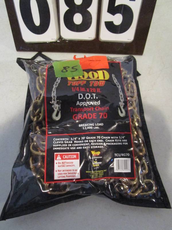 lot 85 image: Wood Tuff Tow Chain - 12,600 lb capacity
