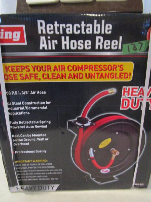 lot 137 image: King 50 ft Retractable Air Hose Reel wHose