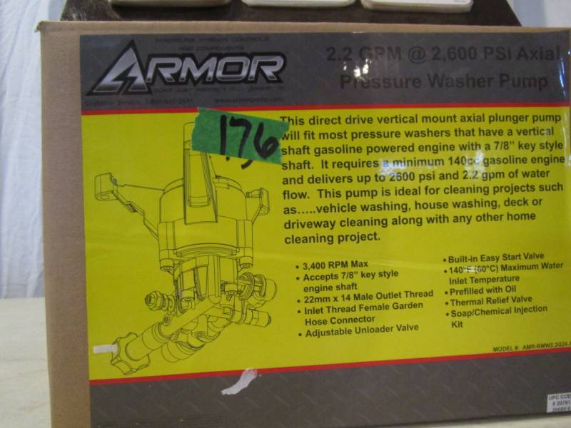 lot 176 image: Armor Pressure Washer Pump
