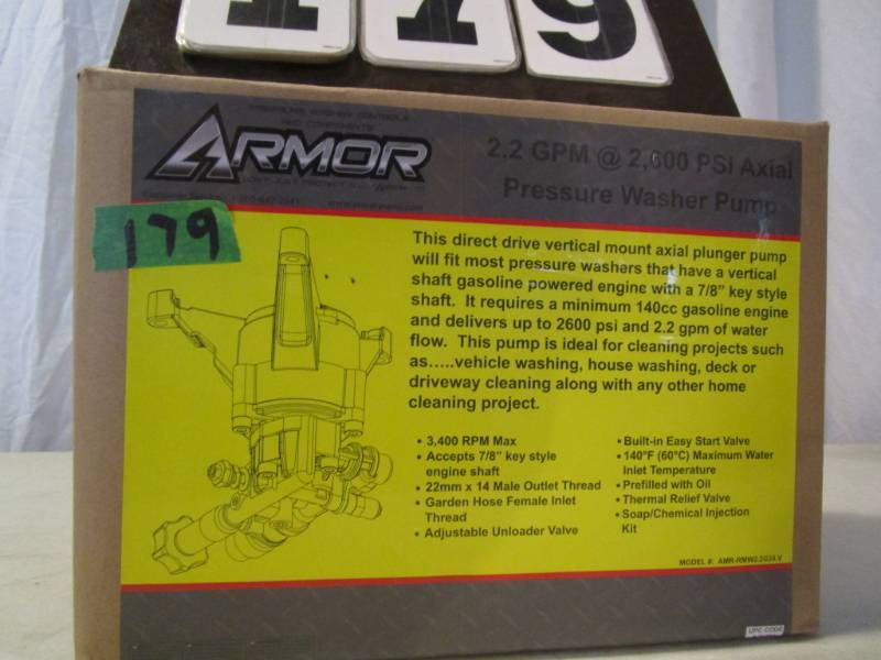 lot 179 image: Armor Pressure Washer Pump