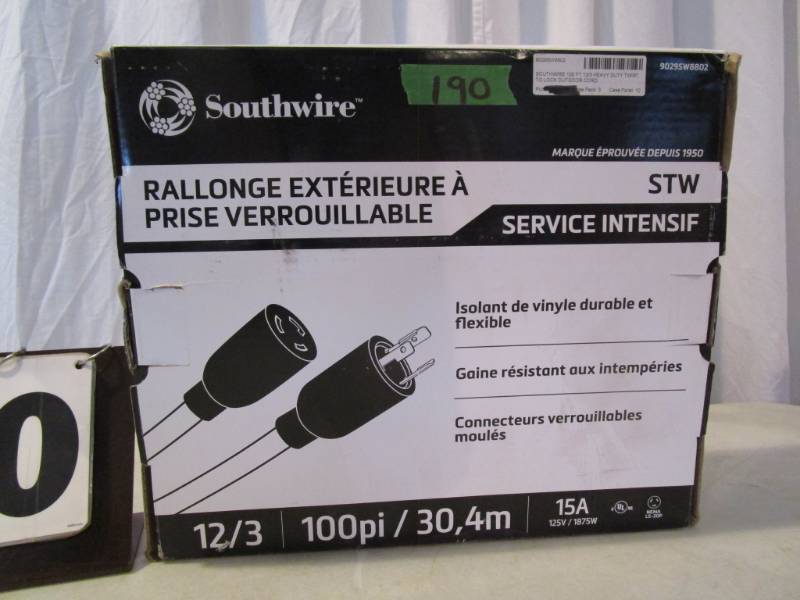 lot 190 image: Southwire Extension Cord - 100 ft