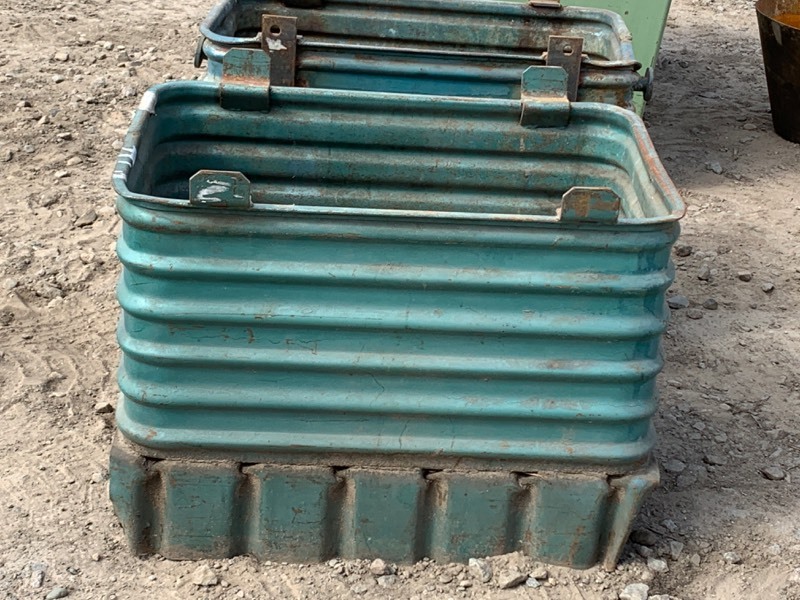 (2) Stackable Steel Material Bins