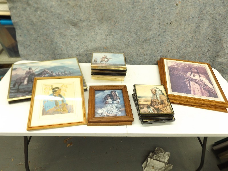 lot 44 image: Large Lot Of Misc. Framed Native American Themed Art