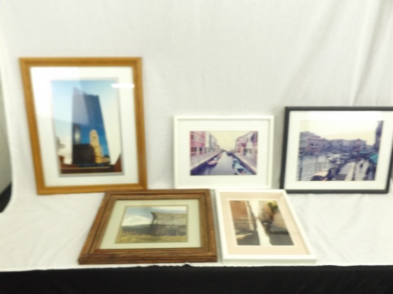 lot 48 image: Lot of Framed Cityscape and Country Art