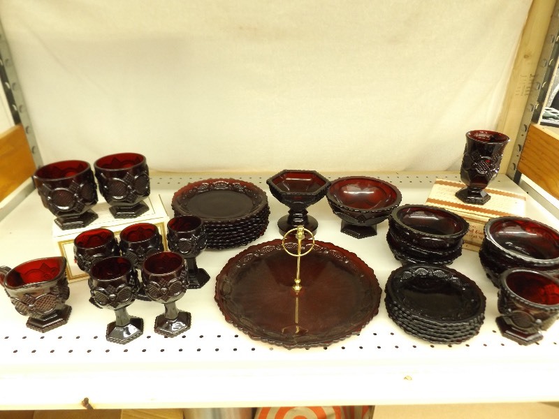 lot 117 image: 33 Piece Cape Cod Ruby Red Set