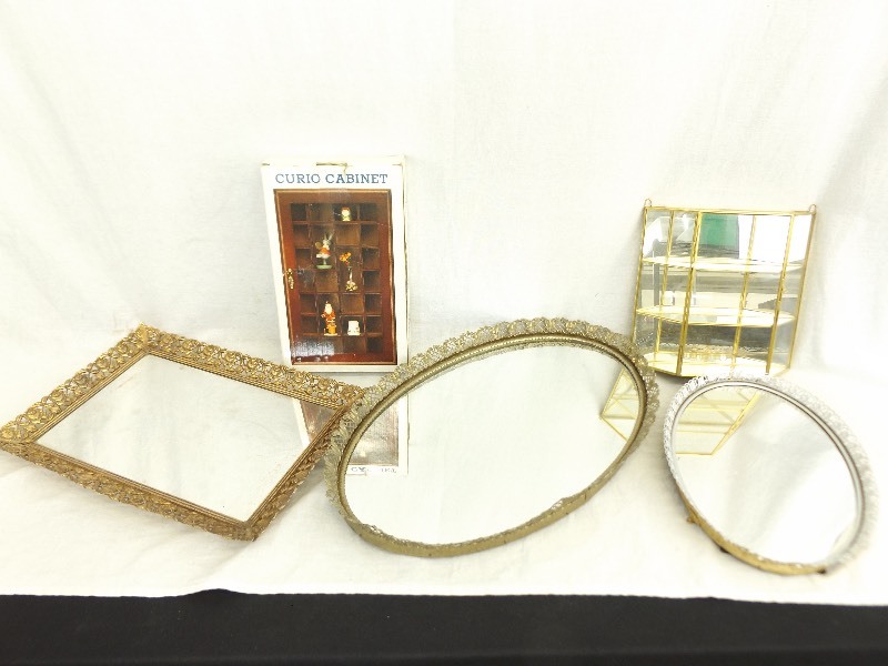 lot 125 image: Lot of Vintage Glass Display Trays, Small Curios, etc.