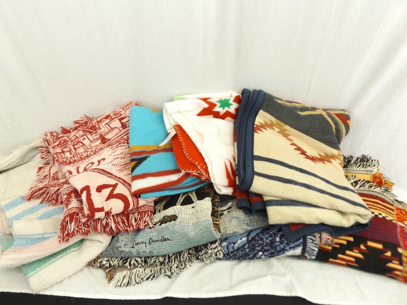 lot 136 image: Lot of Aztec, Native Style, etc. Throw Blankets