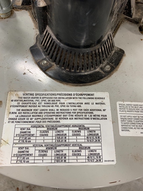 lot 3 image: BRADFORD WHITE CORPORATION 40 GALLON WATER HEATER