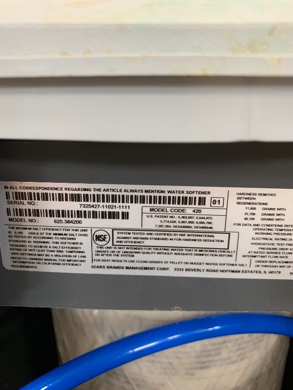 lot 7 image: KENMORE 420 SERIES WATER SOFTNER
