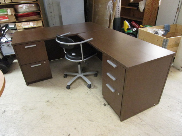 Two Piece Steelcase Desk With Ikea Rutger Hydraulic Desk Chair