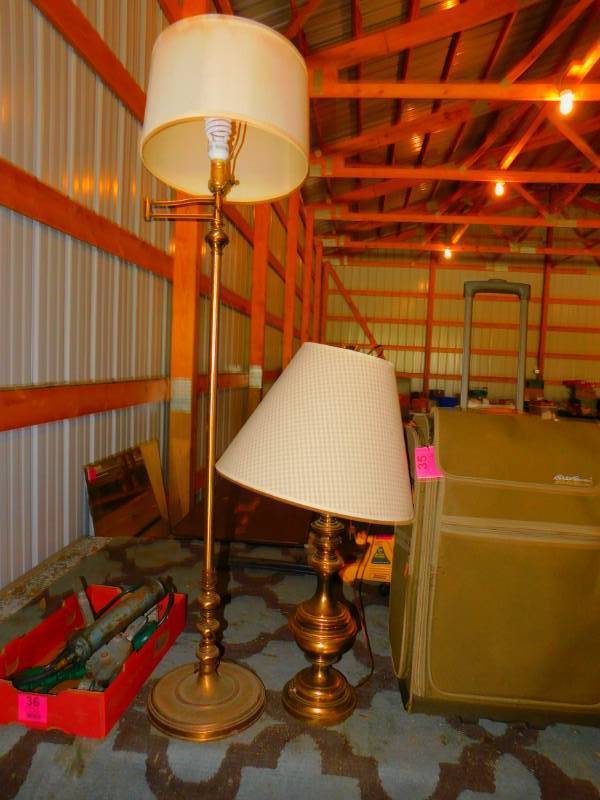 lot 37 image: 2 Brass Lamps