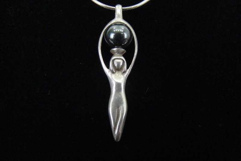.925 Sterling Silver Black Tourmaline Woman of the World Pendant Necklace