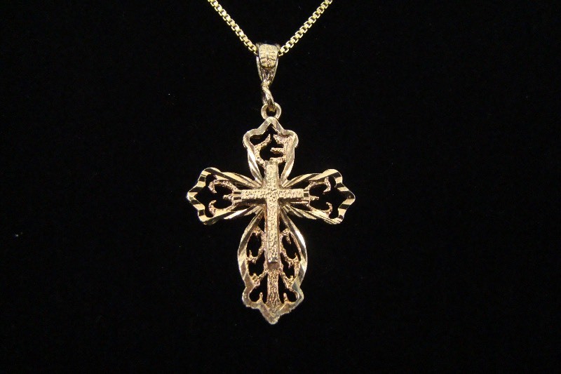 .925 Sterling Silver Vermeil Cross Pendant Necklace