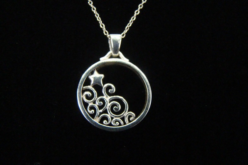 .925 Sterling Silver Star Cloud Pendant Necklace