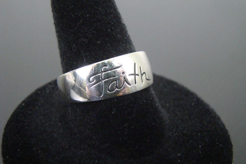 .925 Sterling Silver Faith Ring Size 9
