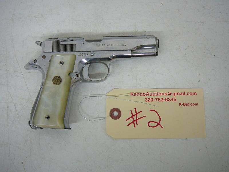 lot 2 image: Auto  LLAMA Especial Chrome Handgun