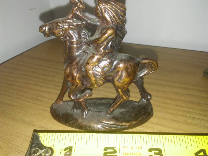 lot 48 image: Solid brass Indian chief on horse - vintage