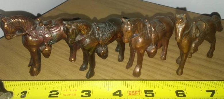 lot 51 image: 4 brass copper horses - vintage.