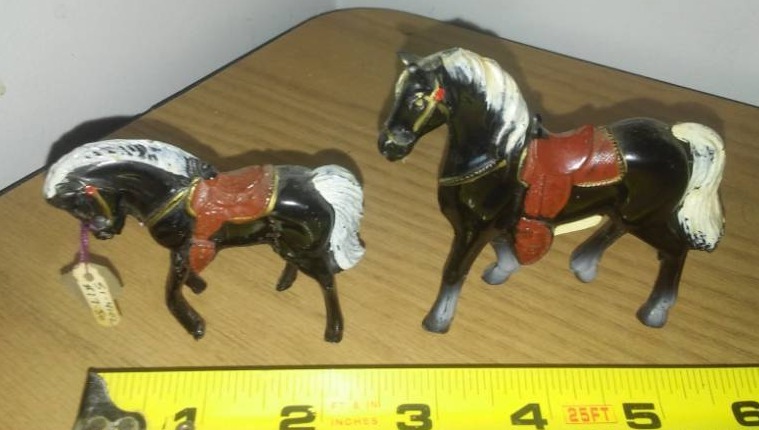 lot 52 image: 2 painted metal horses.